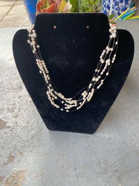 Multi-Strand White Pearl Necklace - Women's Jewelry